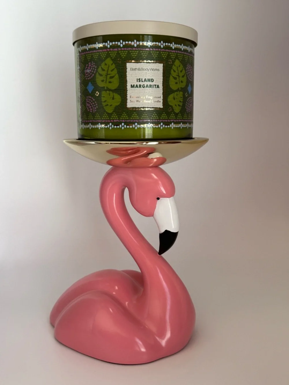 Bath & Body Works Pink Flamingo Candle Holder with Silver Plate - Picture 4 of 5